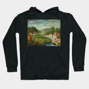 Pastoral Landscape with Stream, Fisherman and Strollers by Henri Rousseau Hoodie